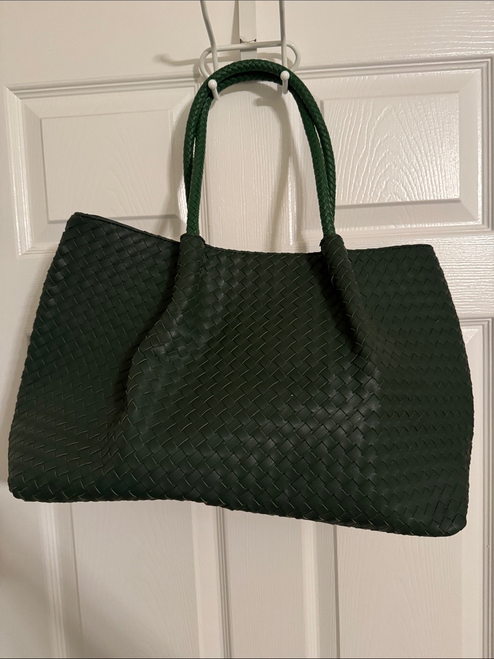 Everyday Woven Tote in Dark Green — Classic Carryall